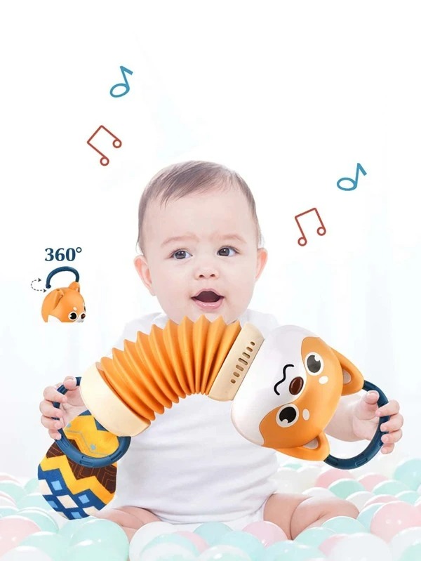 Puppy Music & Light Hand Baby Accordion, Grasping Training Bed Bell Early Educat