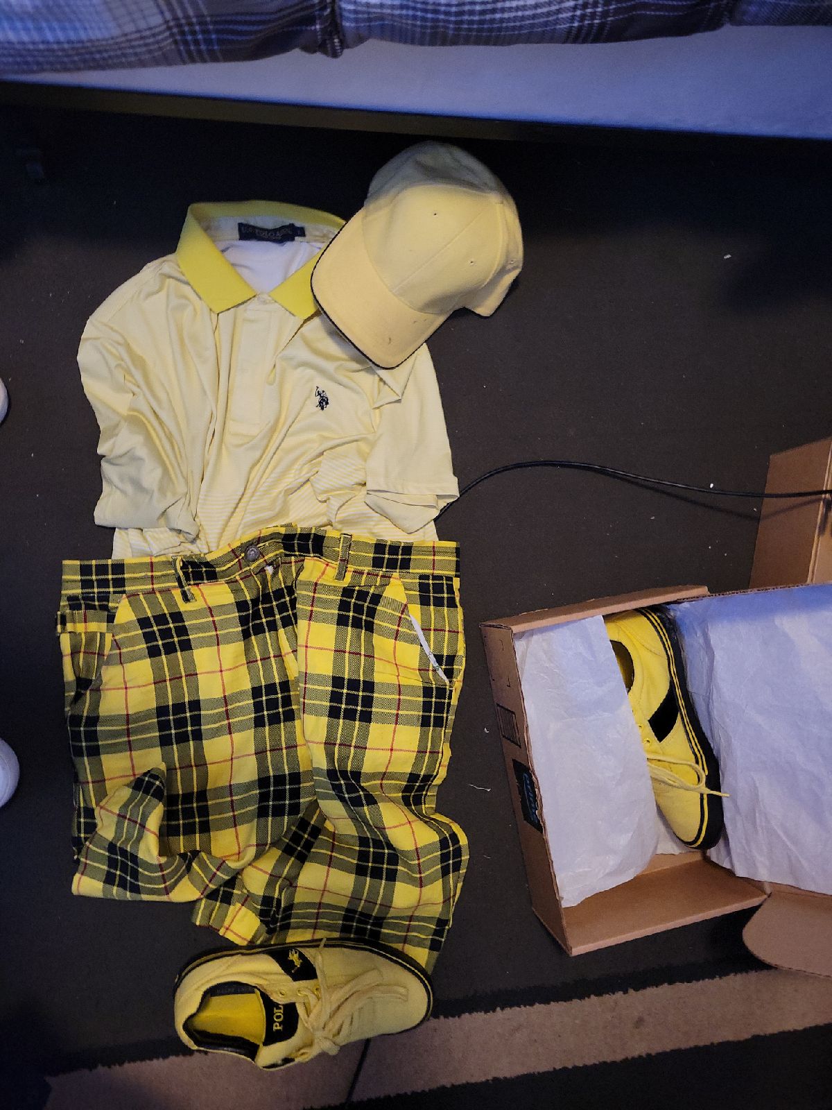 Ralph Lauren polo shoes polo assassin shirt hat and shorts all yellow