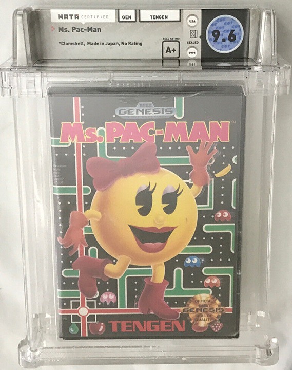 9.6 A+ SEALED SEGA Clamshell Ms. Pac-Man WATA by Tengen NEW SEGA Genesis