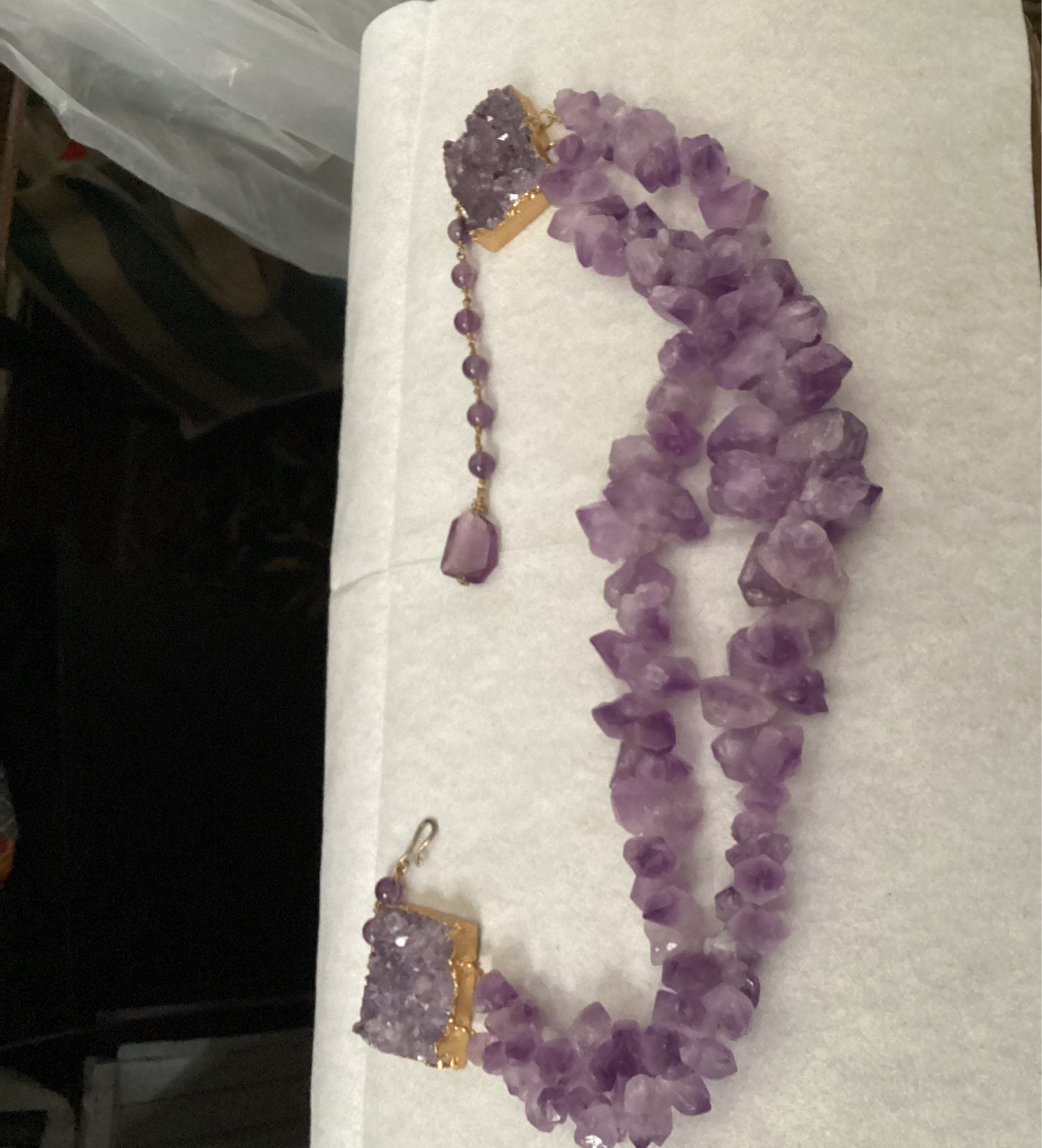 Huge AMETHYST 20 inch two strand necklace