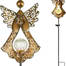Angel Crackle Glass Globe Lights Outdoor Bronze