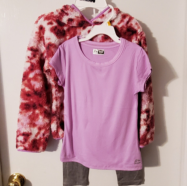 RBX Girls Berry Pink 3 Pc. Tie-Dye Pocket Hoodie Set--size S (7-8)