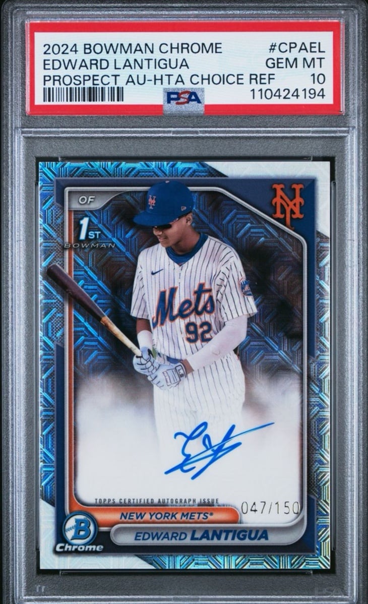 /150 2024 Bowman Chrome Edward Lantigua 1st HTA Choice Refractor Auto PSA 10 GEM