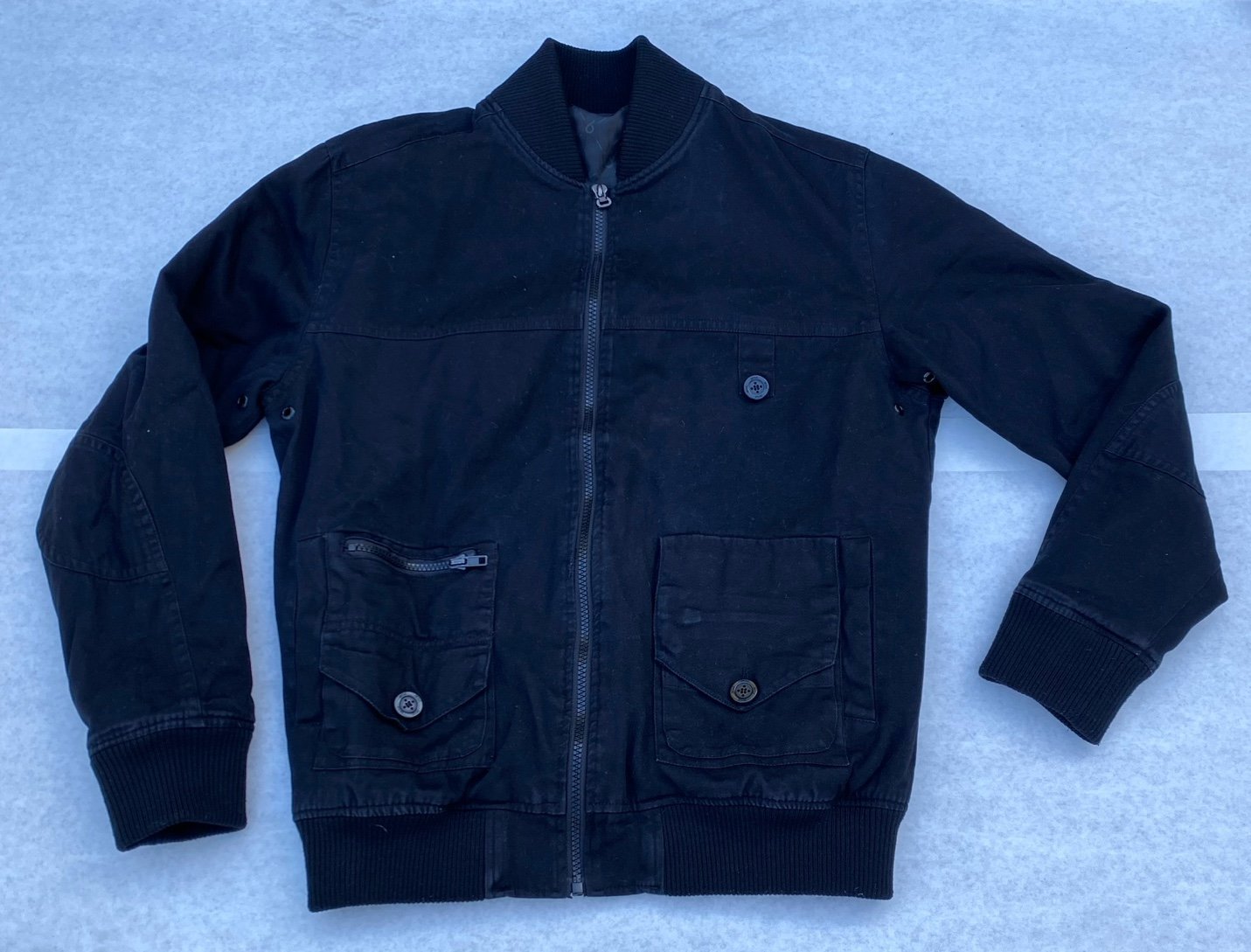 Orisue Vintage Style Bomber Jacket w/ Multiple Pockets Black sz Adult Medium (M)