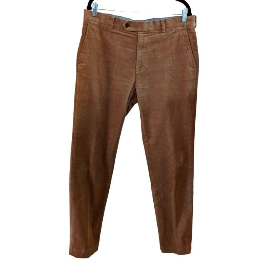 Brooks Brothers Caramel Milano Fine Wale Corduroy Trouser Pants 34 waist -hemmed