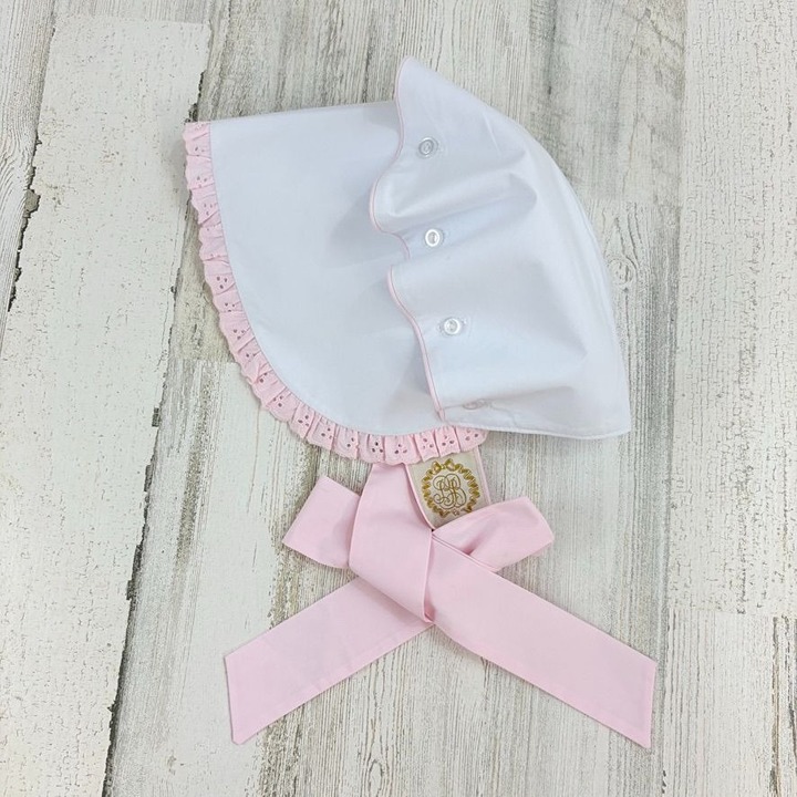 The Beaufort Bonnet Company XL 3T 4T Bellefaire Bonnet White Pink Eyelet Girls