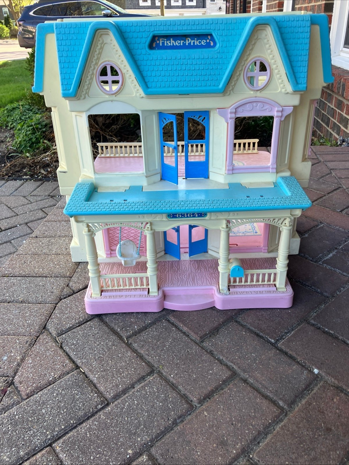 Vintage 1993 Fisher Price #4600 Loving Family Dream Folding Doll House 6364 Blue