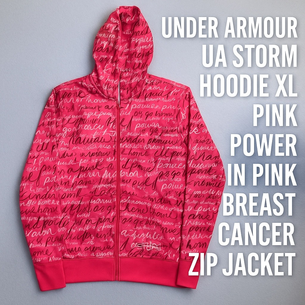 Under Armour UA Storm Hoodie XL Pink Power In Pink Breast Cancer Zip Jacket