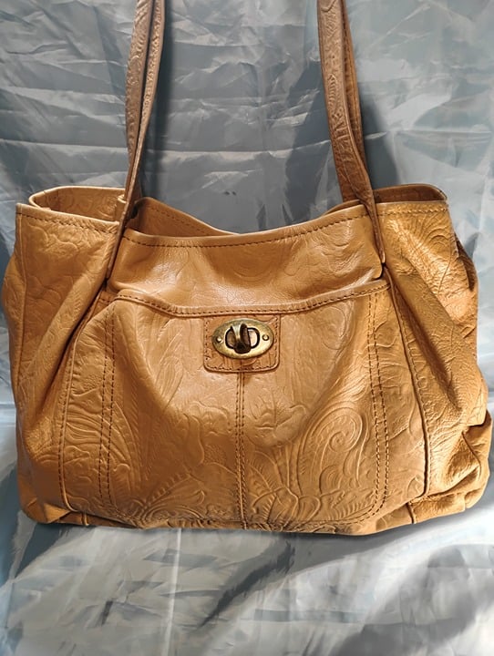 American Leather Co. Tooled Leather Wylie Satchel