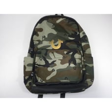 True Religion Backpack Green Camo Ripley Horseshoe Logo Book Bag Multi Pocket