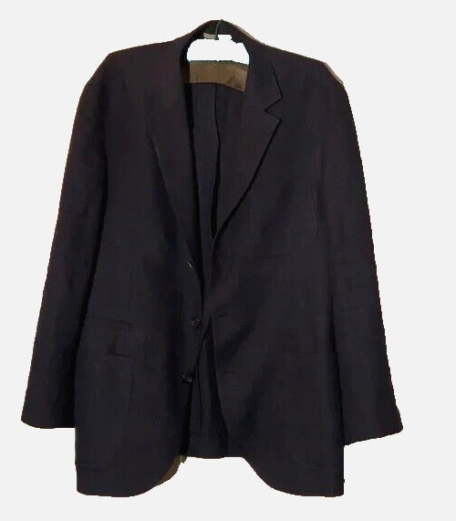 Brunello Cucinelli Blazer Linen Blend Midnight Blue 52 Made in Italy