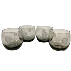 Vintage NFL San Francisco 49ers Roly Poly Glasses Vintage Smoked Gray Set of 4
