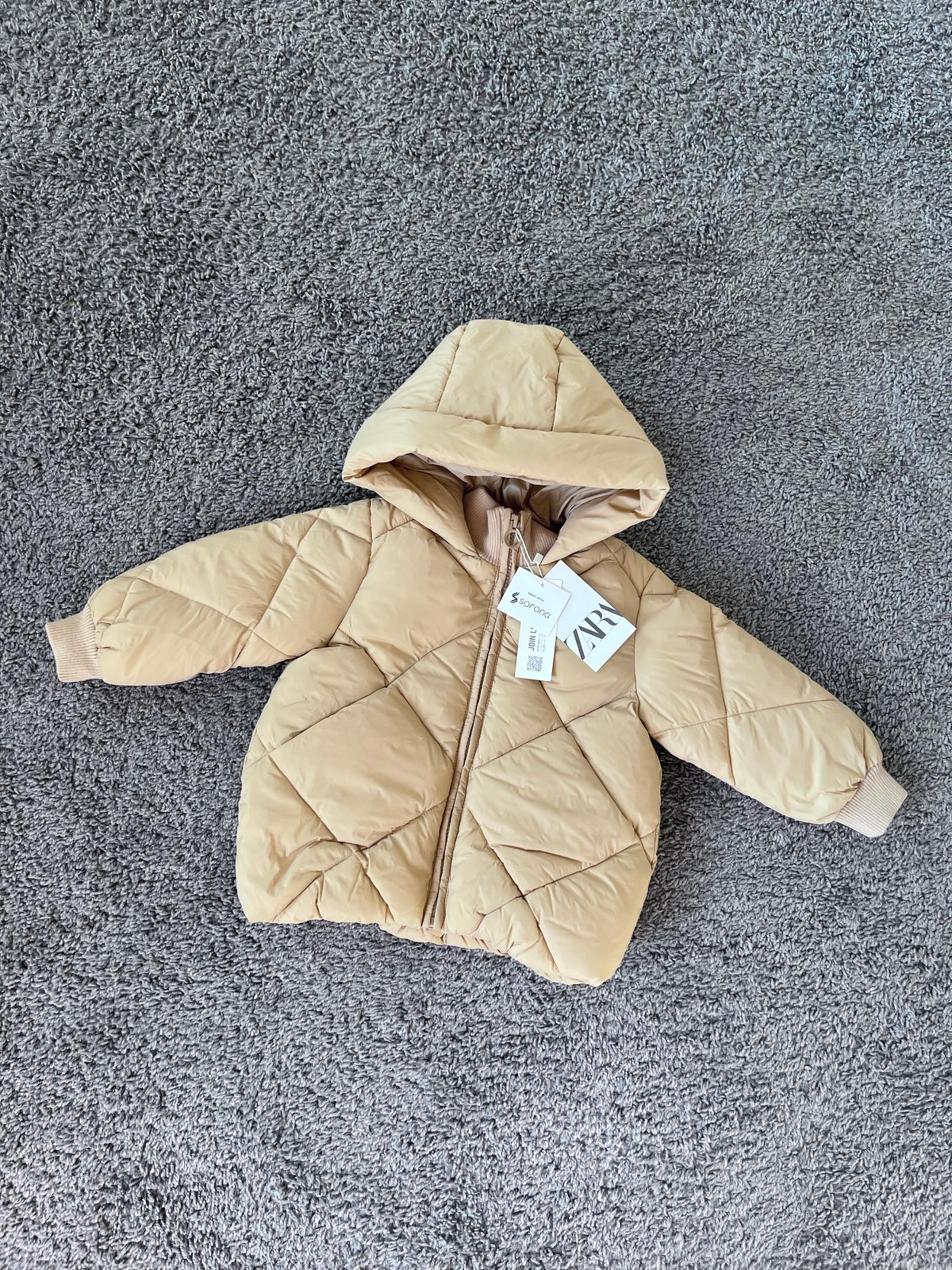 ZARA NWT  Sorona contrast down puffer quilted coat Size 18-24