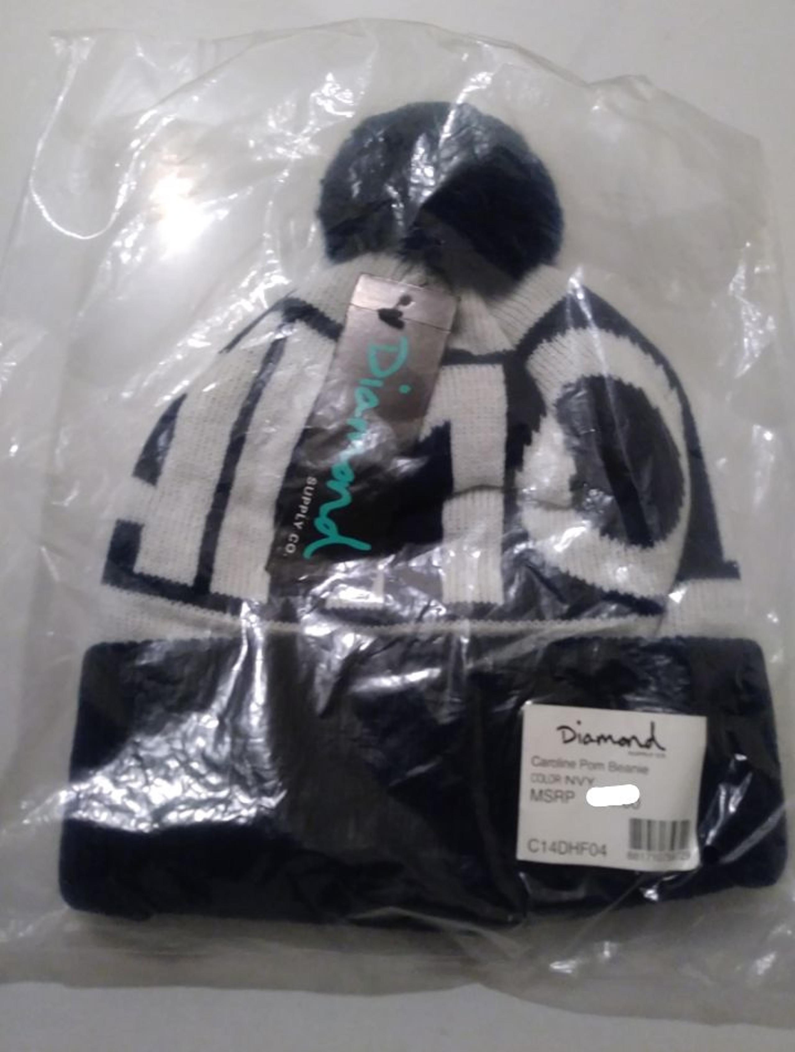 DIAMOND SUPPLY CO Label Pom NAVY Beanie