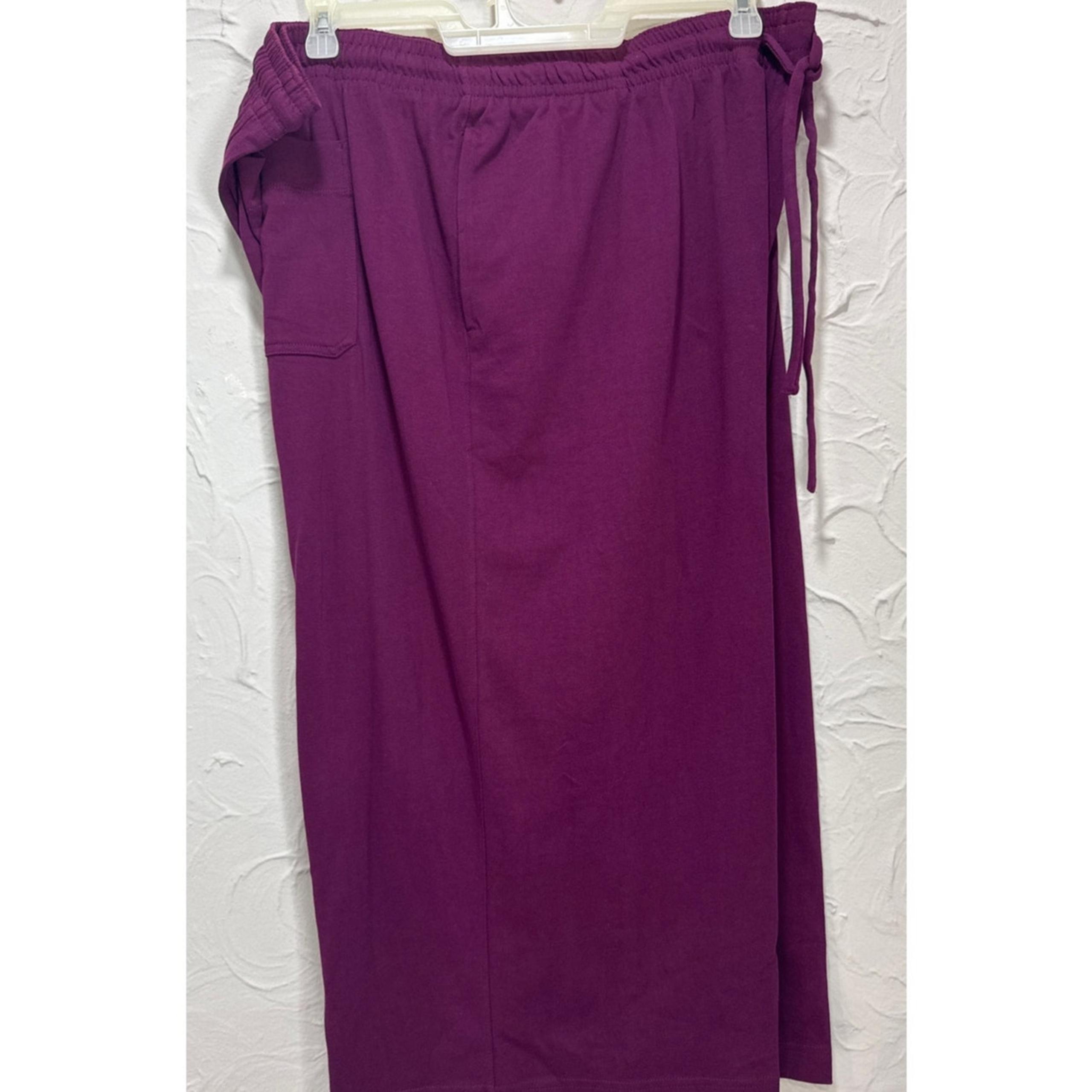 Terra & Sky Women's Plus Size/High Rise Capri Pants - Purple - Size: 2X(20W-22W)