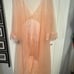 SEXY VTG LANIQUE SATIN CHEMISE SHEER CHIFFON Peach 4x 30-32 Peignoir New Pink
