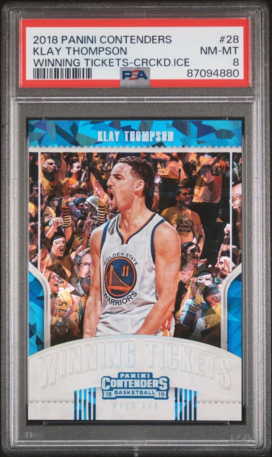 2018 Panini Contenders Klay Thompson Cracked Ice PSA 8