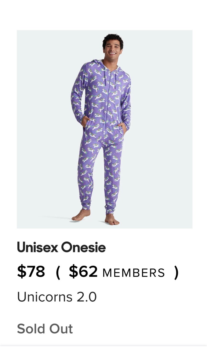 Meundies, unisex onesie, unicorn 2.0 S/M
