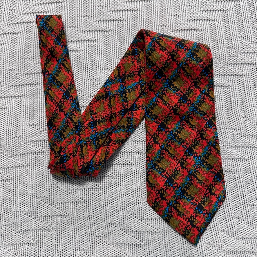 Vintage Serica Elite red abstract Italian silk tie