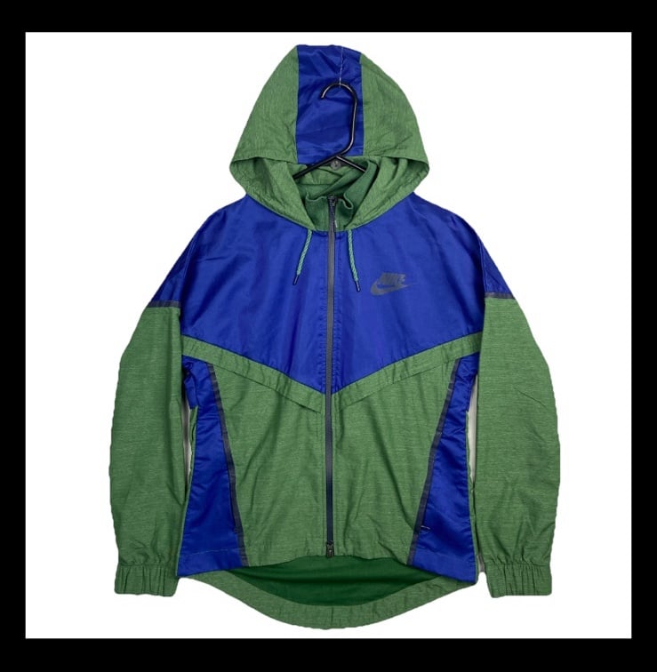 nike windrunner jacket women’s Small Green Blue Windbreaker Hood 726132-455