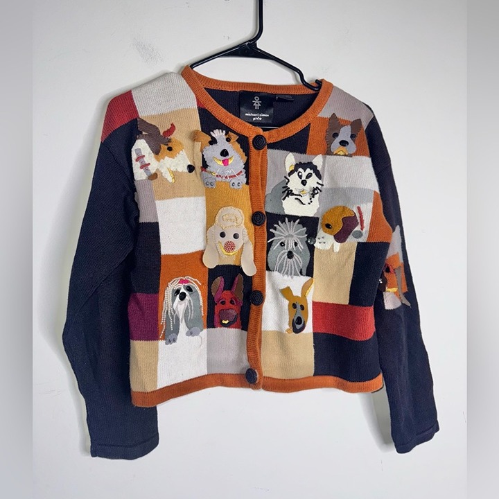 Vintage Michael Simon Girl’s Cardigan with dogs