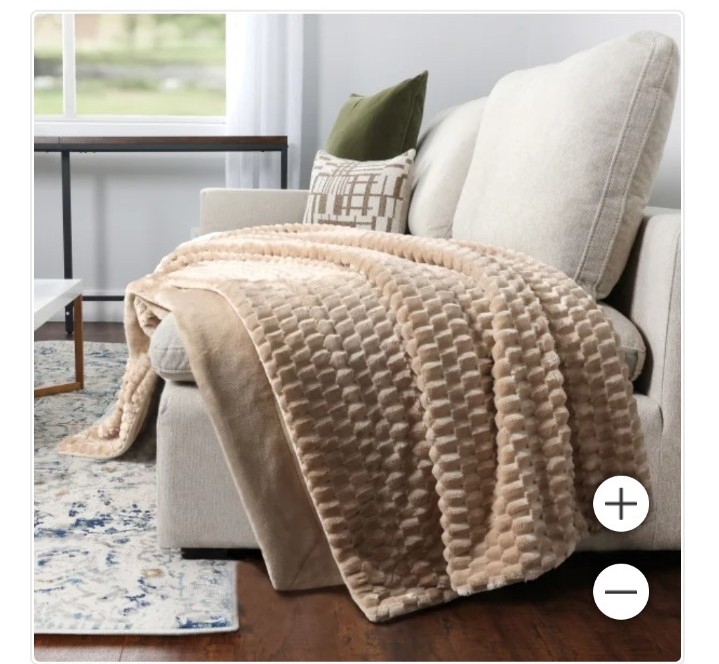 Life comfort textured faux-fur throw