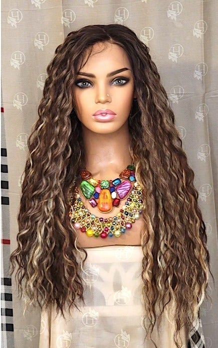 Brown blonde balayage hd lace front wig