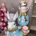 HTF NEW LARGE Mad Hatter Bunny balancing a Easter egg and teacups