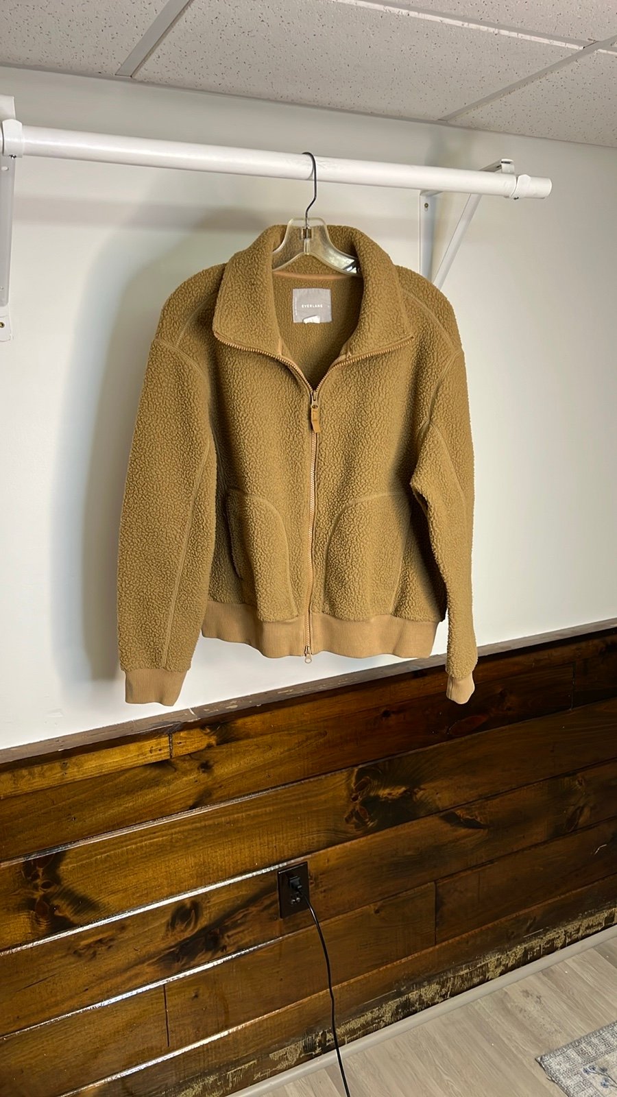 Everlane ReNew Tan Sherpa Fleece Zip Up Jacket- L