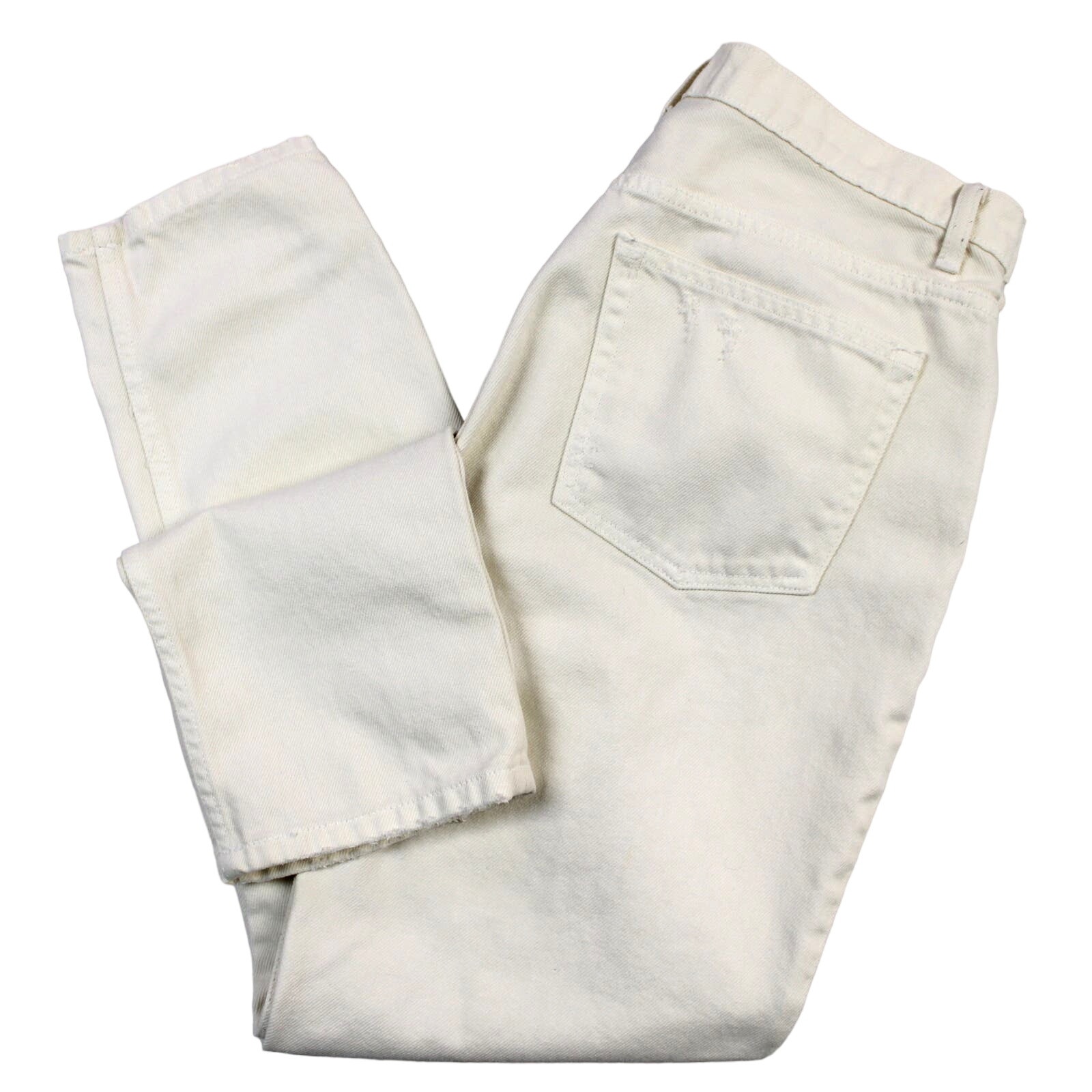 Reformation Womens 31 Julia High Cigarette Jean Ivory Destroyed Distressed USA