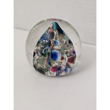 RARE HAND BLOWN Multicolored ART GLASS SIGNED BY JOE MORSE PAPERWEIGHT