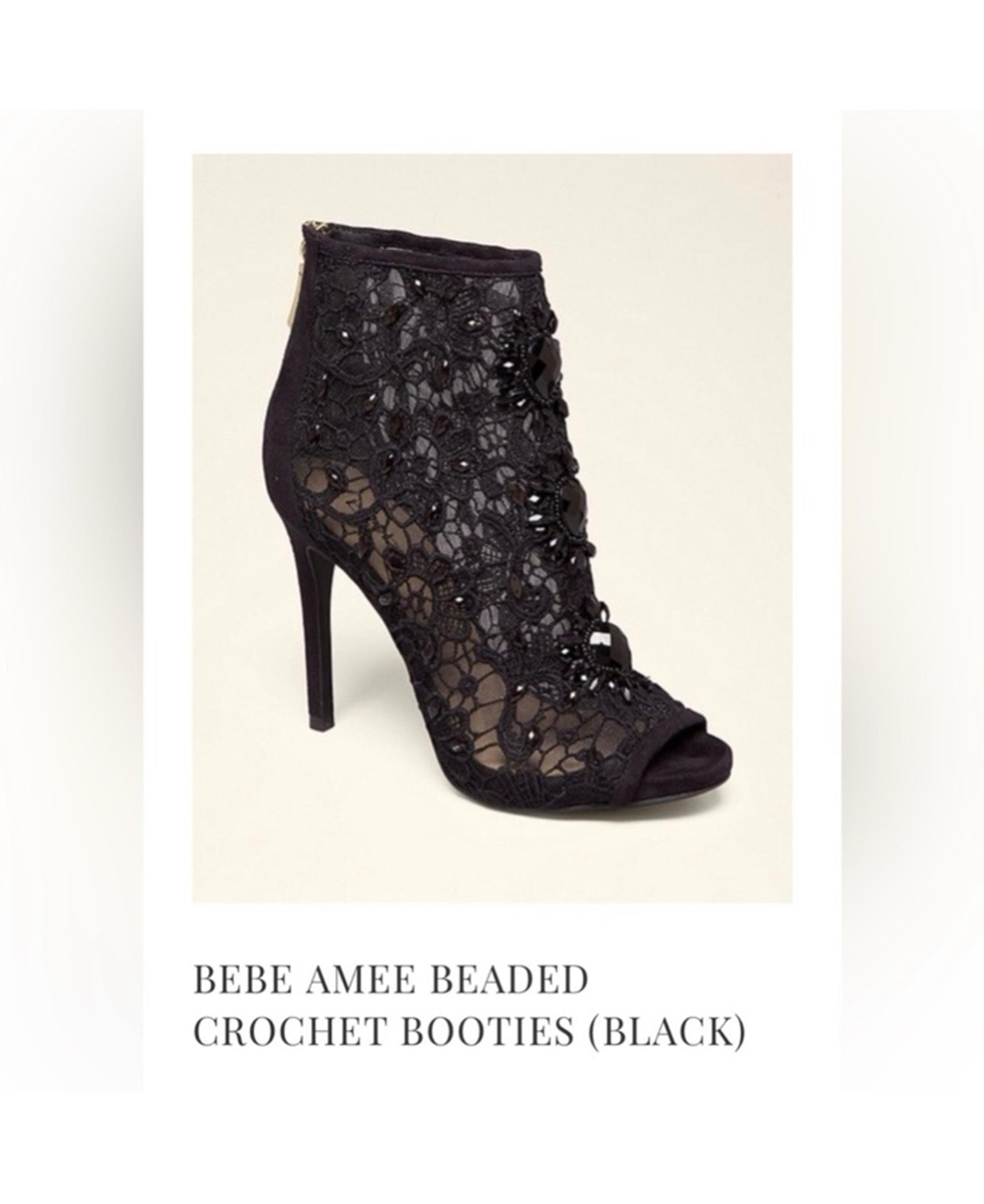 Bebe Lace Open Toe Booties
