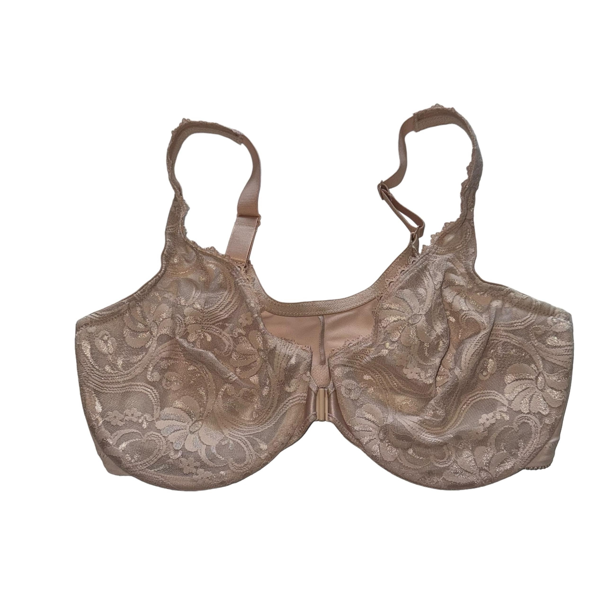 Glamorise Women's Wonderwire Front Close Stretch Lace Underwire Bra Size 38D
