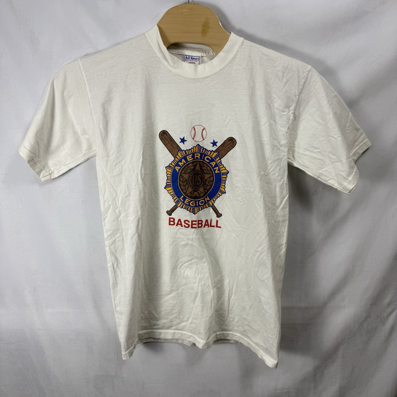Vintage American Legion Baseball 90s White Large T Shirt All Sports Maxweight
