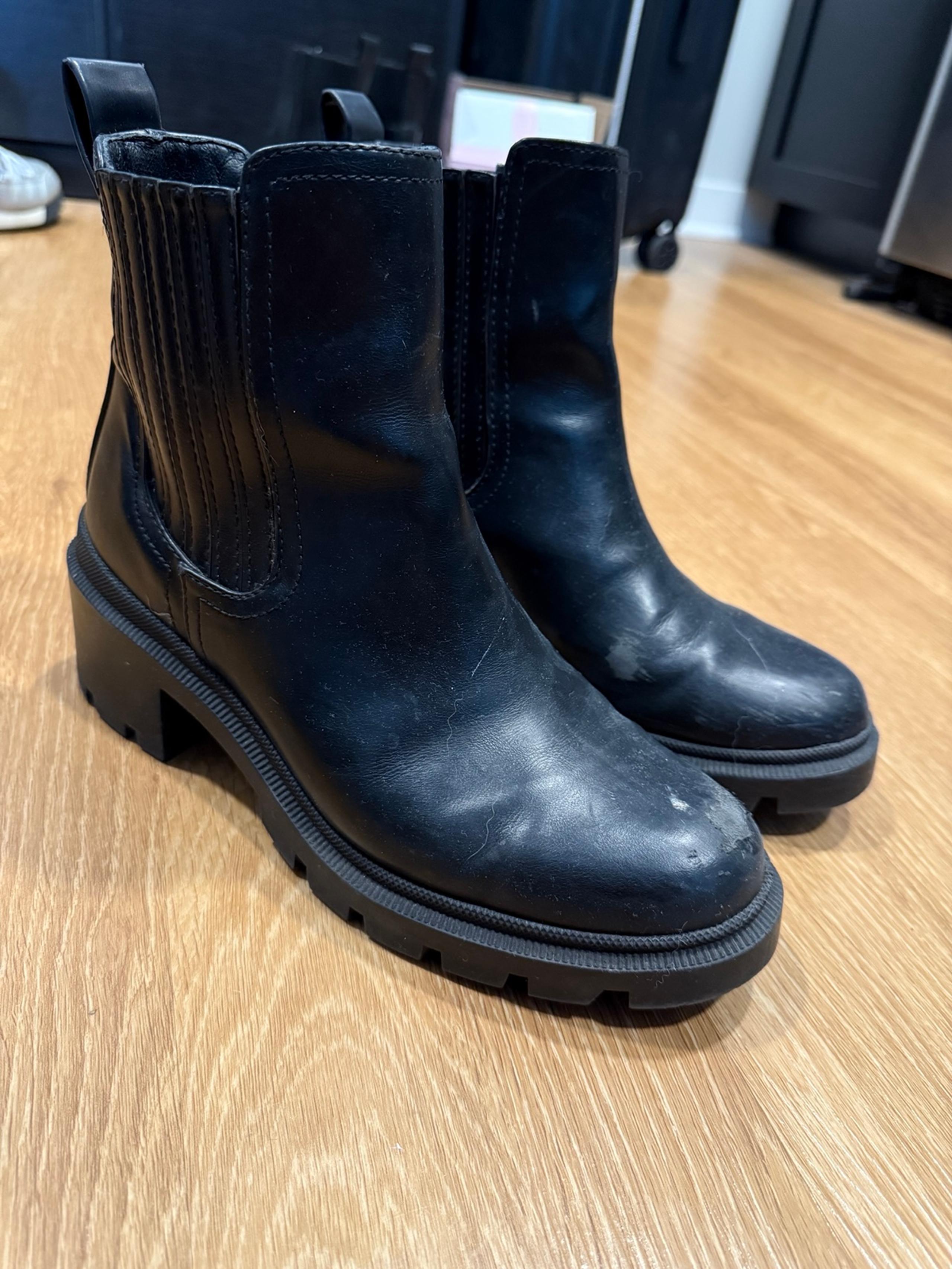 Chunky black Faux leather boots