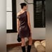 Asymmetrical Cold-Shoulder PU Leather Dress