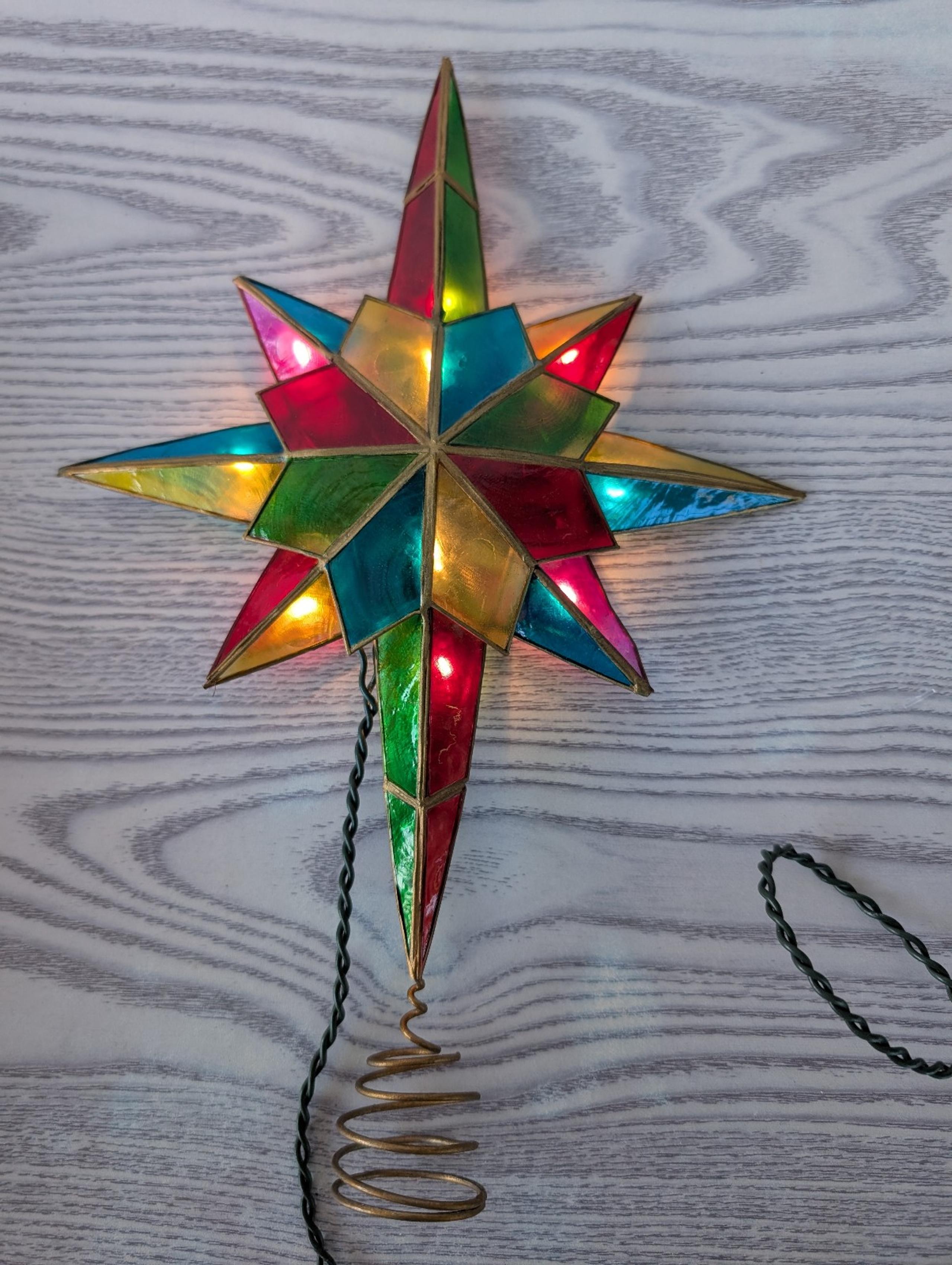 Kurt S. Adler 8-Light Bethlehem Capiz Star Multi-Tip Tree Topper VTG Works Glass - Kurt S Adler