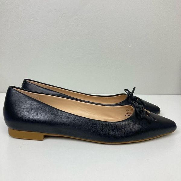 最終値下げ Annabel Coach NWOB Ballet Toe Pointed Leather Black Flats 靴