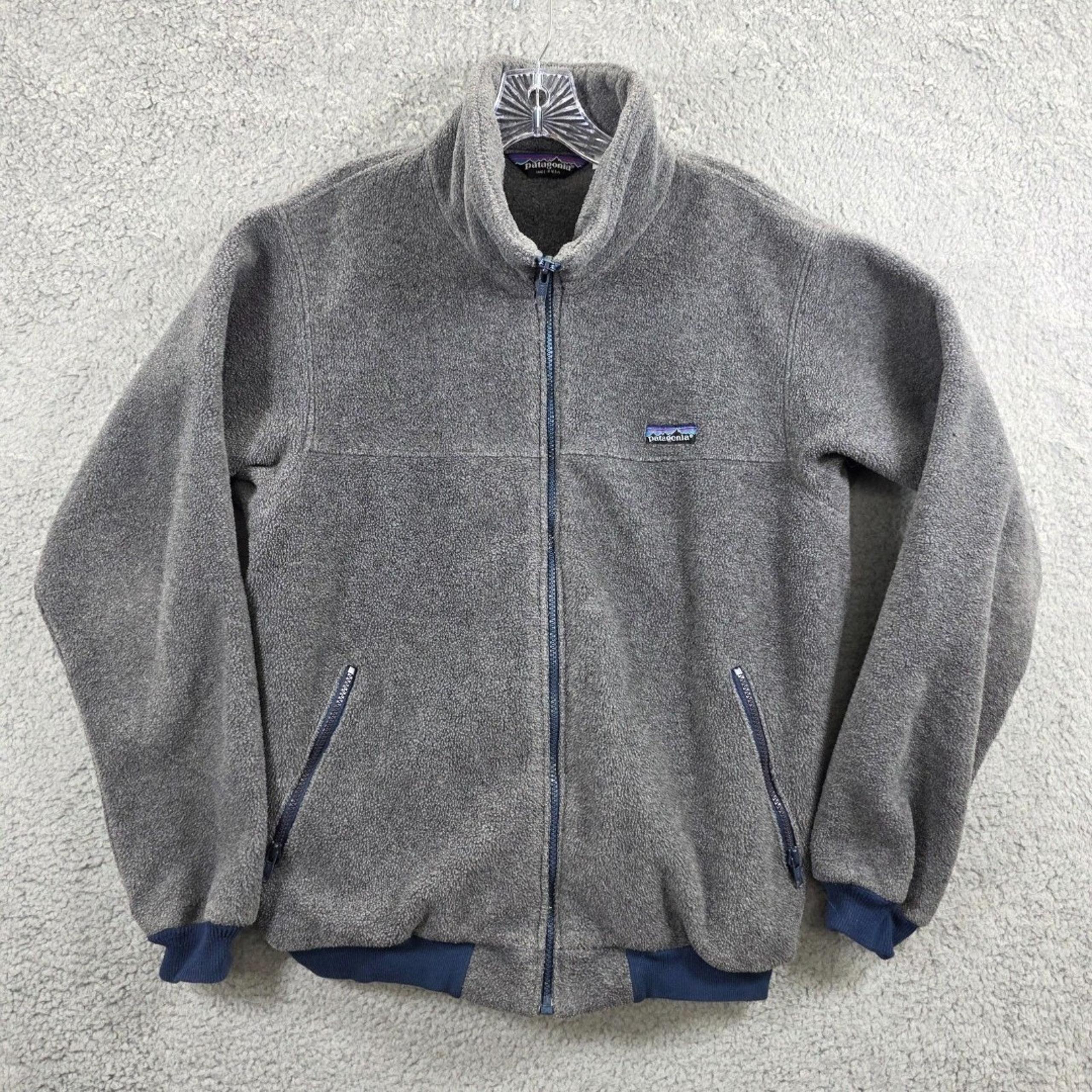 Patagonia Vintage 80s Fleece Full Zip Outdoor Gray Jacket L Size Men's
