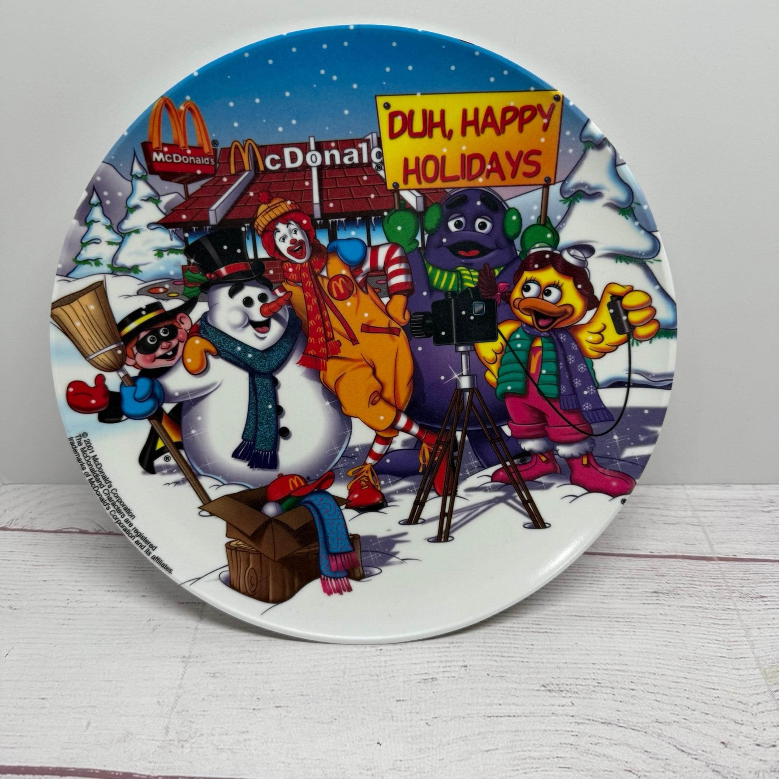 Vintage 2001 McDonald's CHRISTMAS Plate DUH HAPPY HOLIDAYS 9 1/2" Melamine Plate