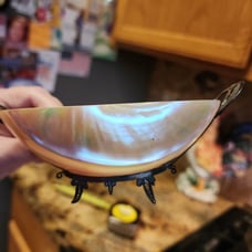 Rare Antique Mother Of Pearl & Sterling Silver Serving Caviar Bowl Dish 6.5