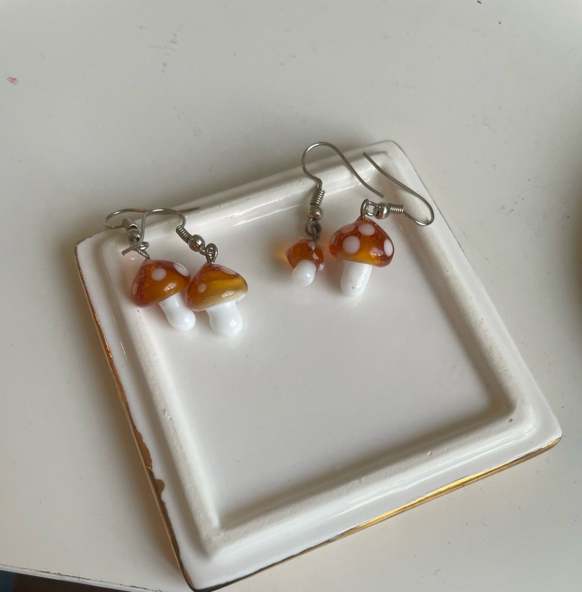Handmade mushroom earrings