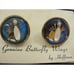 Vintage Genuine Butterfly Wings Cufflinks Hoffman Silver Tone Bowling Ball Pin