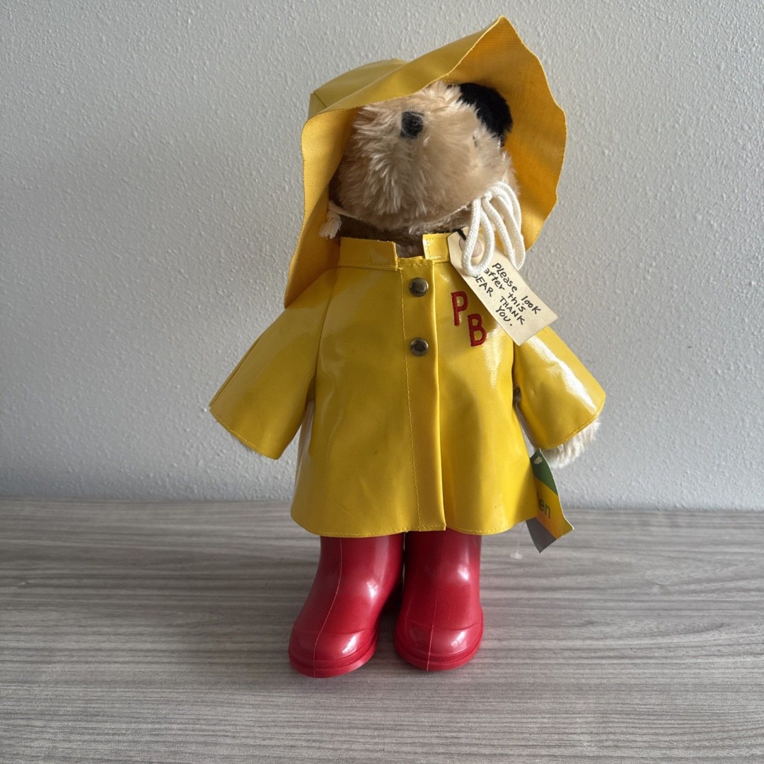 NWT Eden Toys 14” Paddington Bear Yellow Raincoat Red Boots Vintage 1981 Plush