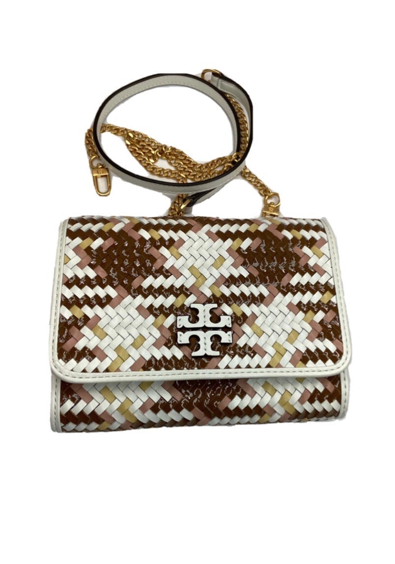 Tory Burch Britten Multicolor Cream & Pink Woven Adjustable Bag