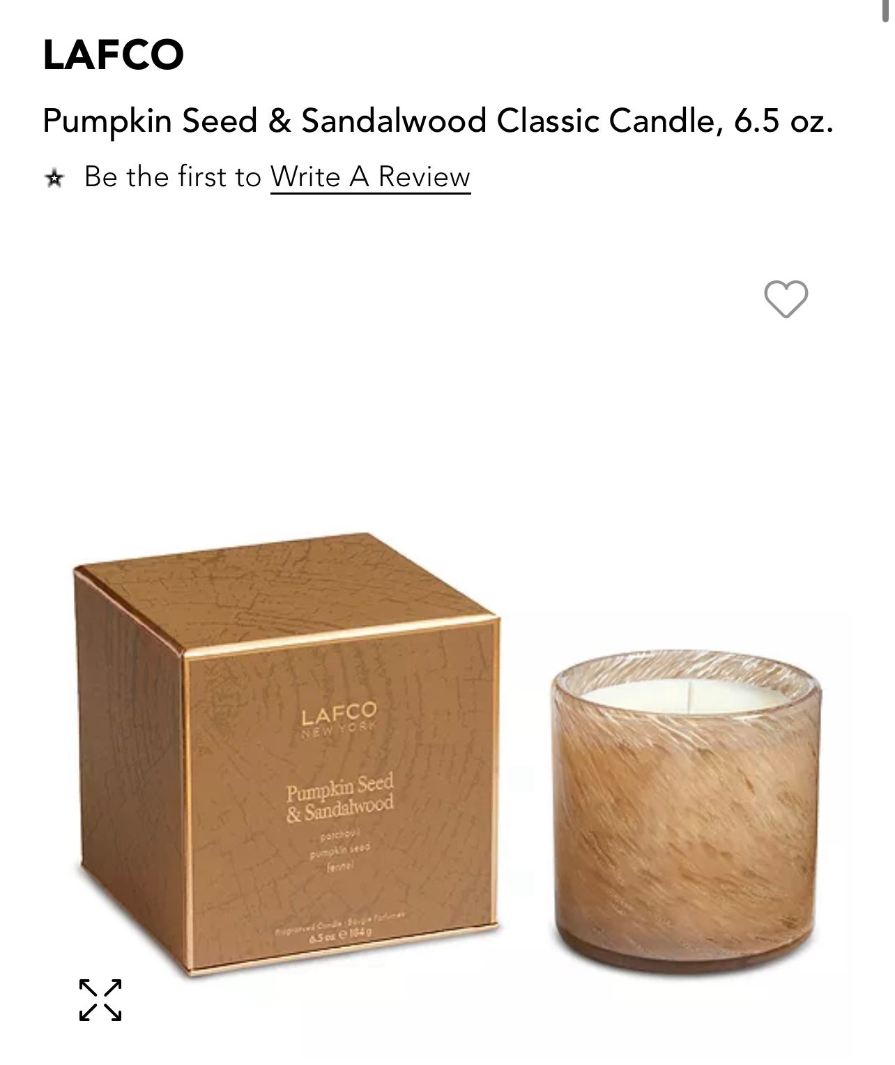 LAFCO Pumpkin and Sandalwood 6.5 oz Candle