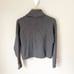 Zara Knit Faux Pearl Button Cuff Ribbed Funnel Neck Sweater Grey S