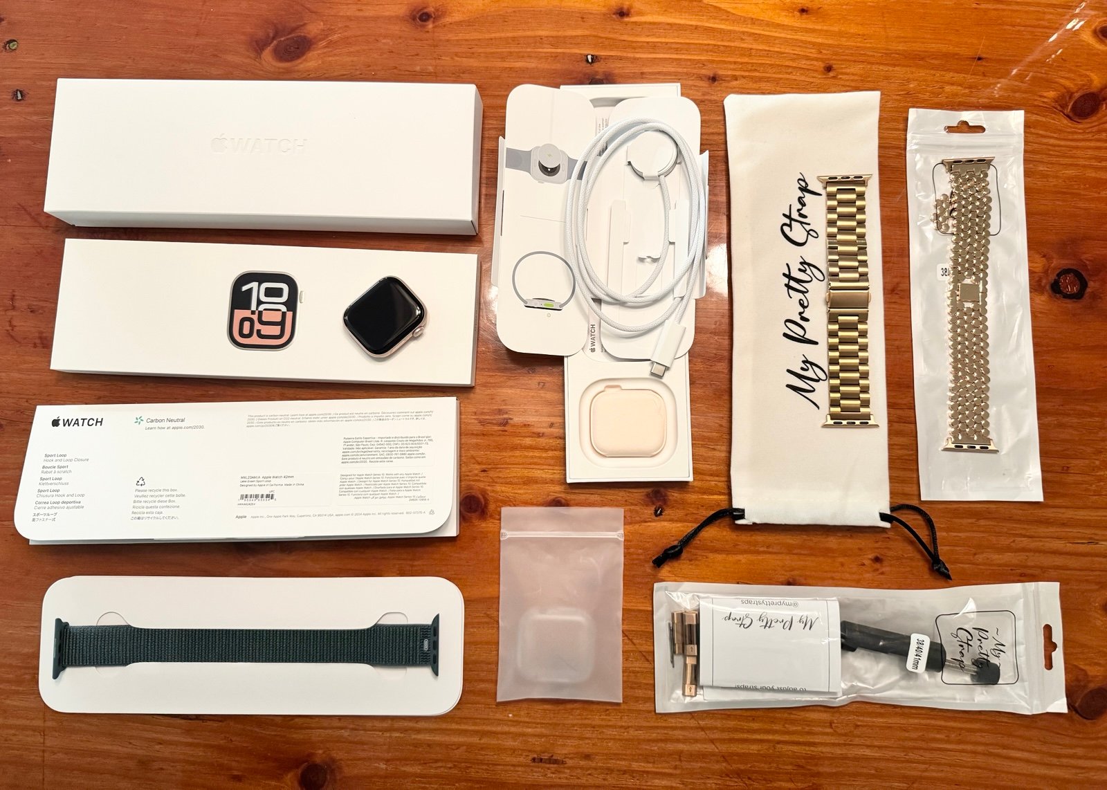Apple Watch Series 10 GPS 42mm Rose Gold Aluminum Case + Extras