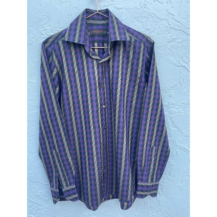 ETRO Milano Mens Long Sleeve Button Down Collared Dress Shirts Multi Sz 39