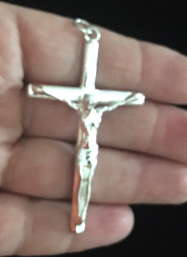 STERLING MARKED VINTAGE CRUCIFIX CROSS PENDANT RELIGIOUS PIECE 2 1/2”